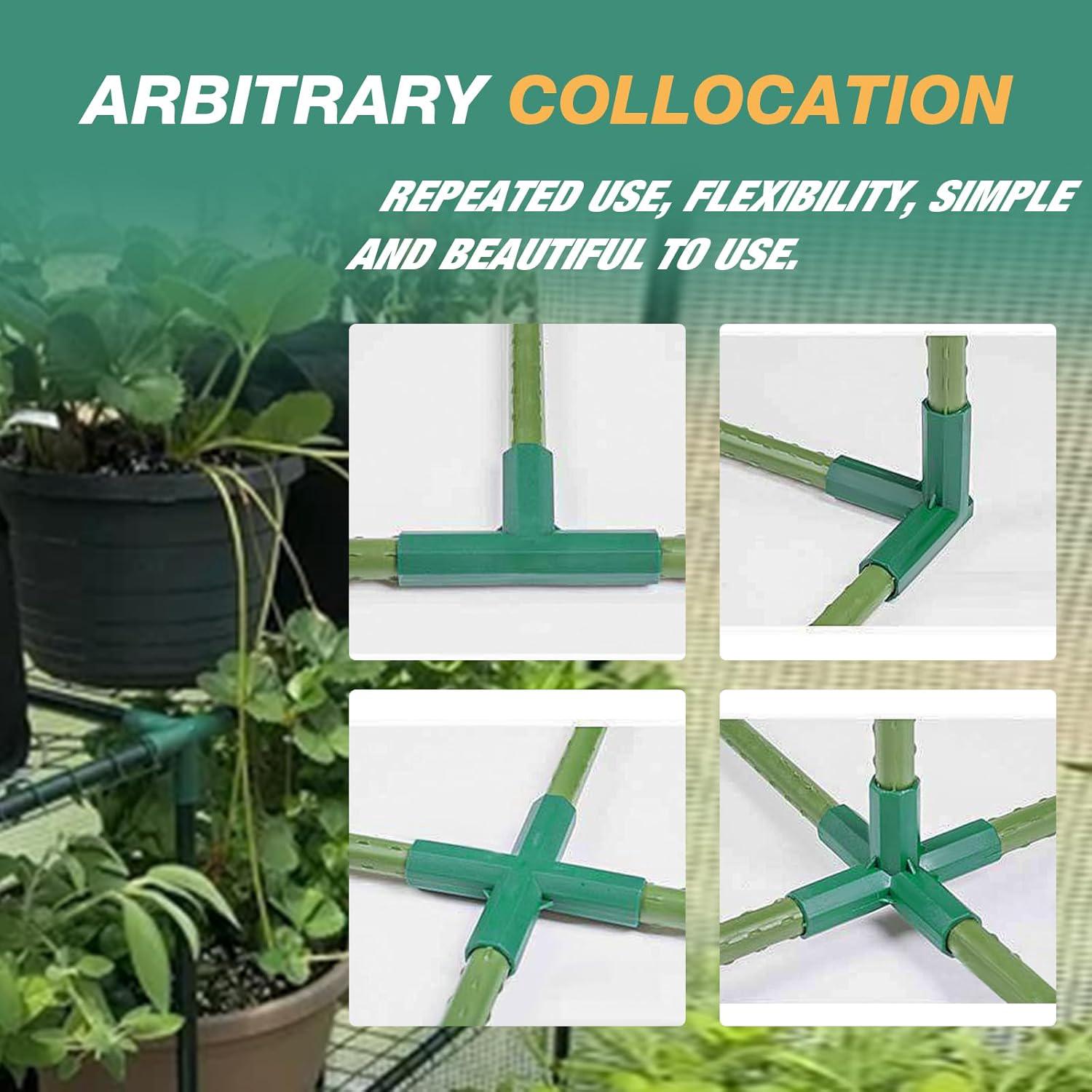 16 pièces Raccords de Tubes pour Cadre de Jardin - Connecteurs Stables pour Serre en Plastique - Compatible Treillis Vigne, Jardinage - 16 mm - 4