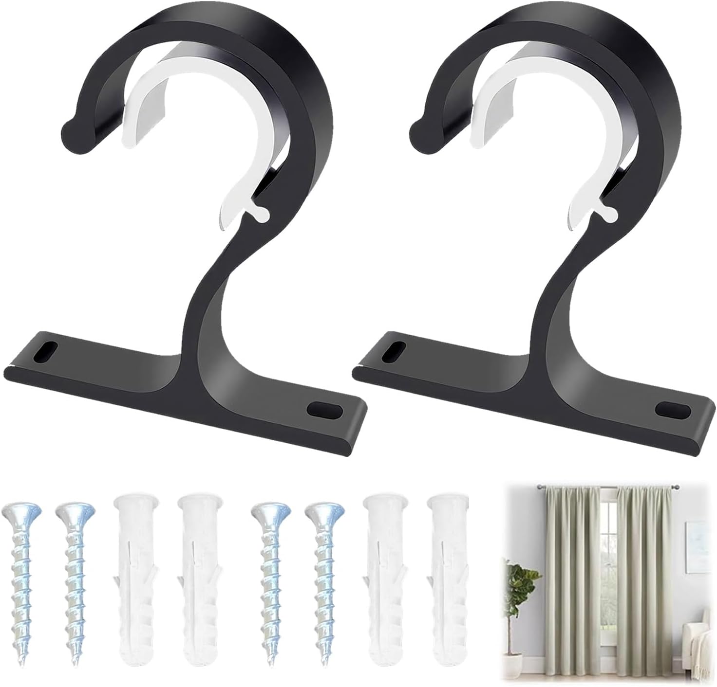 2 Supports de Tringle à Rideau en Alliage d'Aluminium Robuste, Supports ...