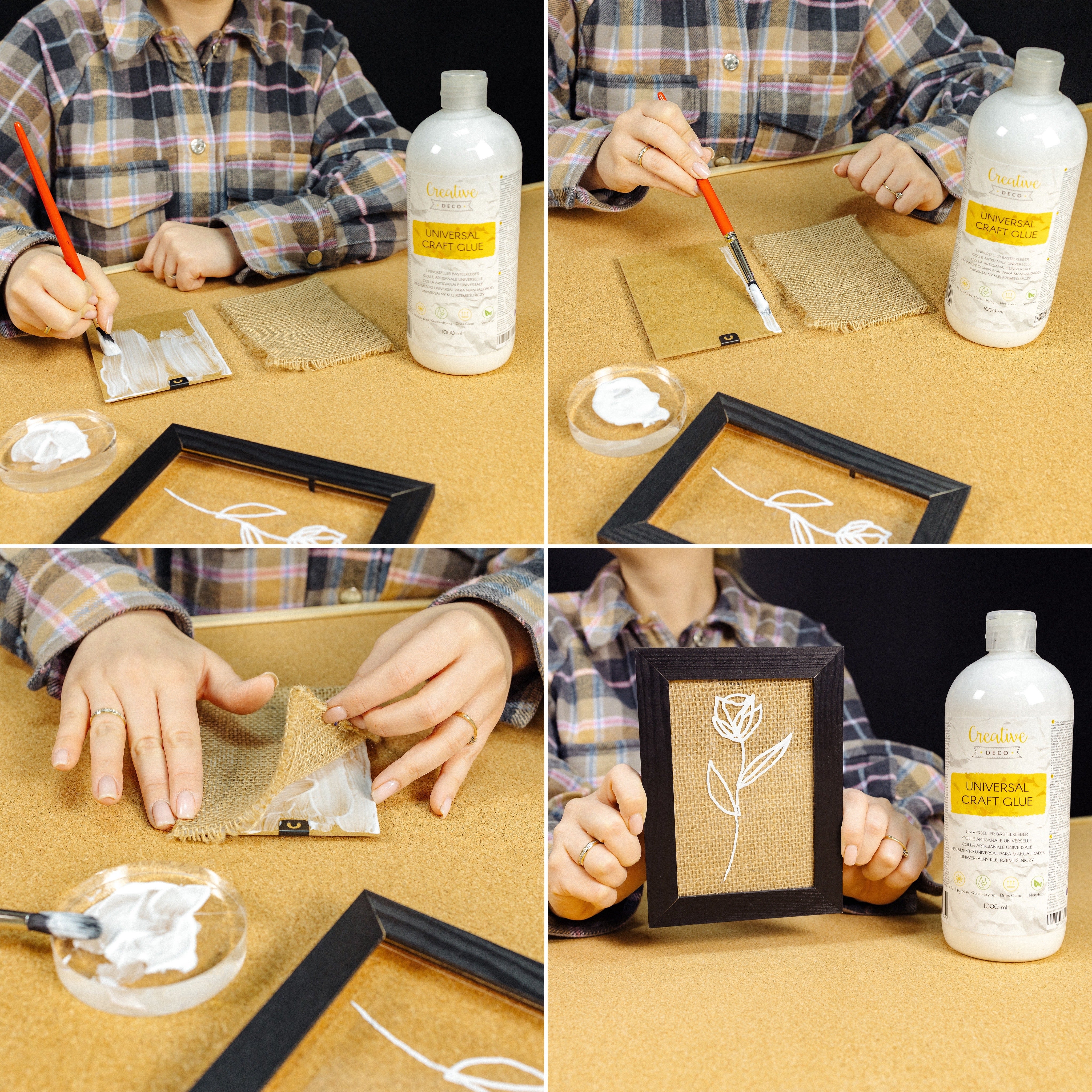 Creative Deco Cola Líquida PVA Branca | 1L | Não Tóxica | para Feltro Vidro Cartão Tecido Madeira Couro Papel | Artesanato Escolar Multi-Uso - 9