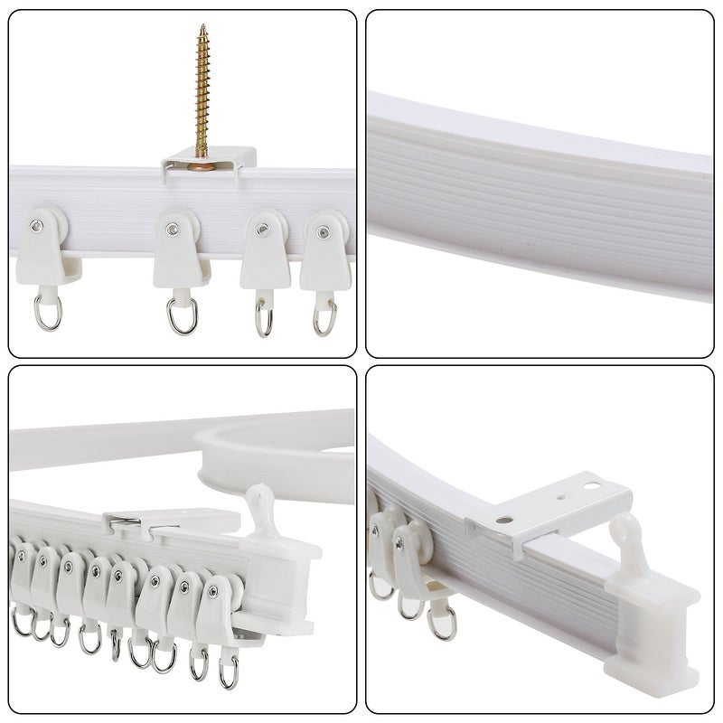 Kit de Rail de Rideau Plafond Pliable, 3M Rail de Rideau Flexible avec 30 Crochet pour Maison Chambre Fenêtre Salle de bain Bureau - 3