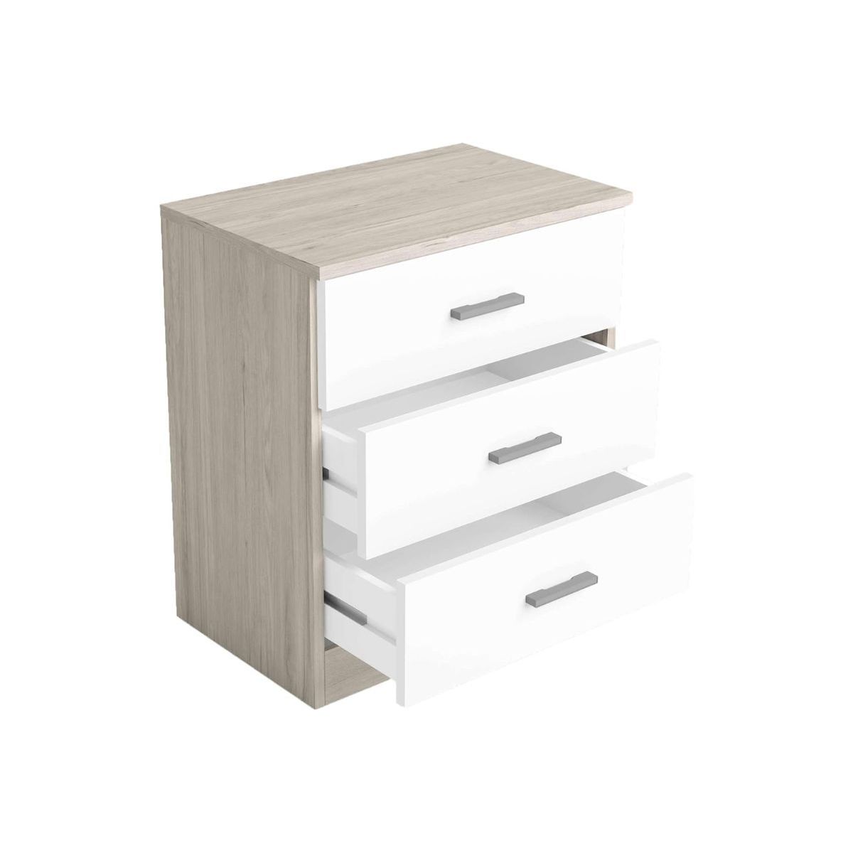 Mesita de noche tres cajones Couple Sahara - Blanco Mate - 3