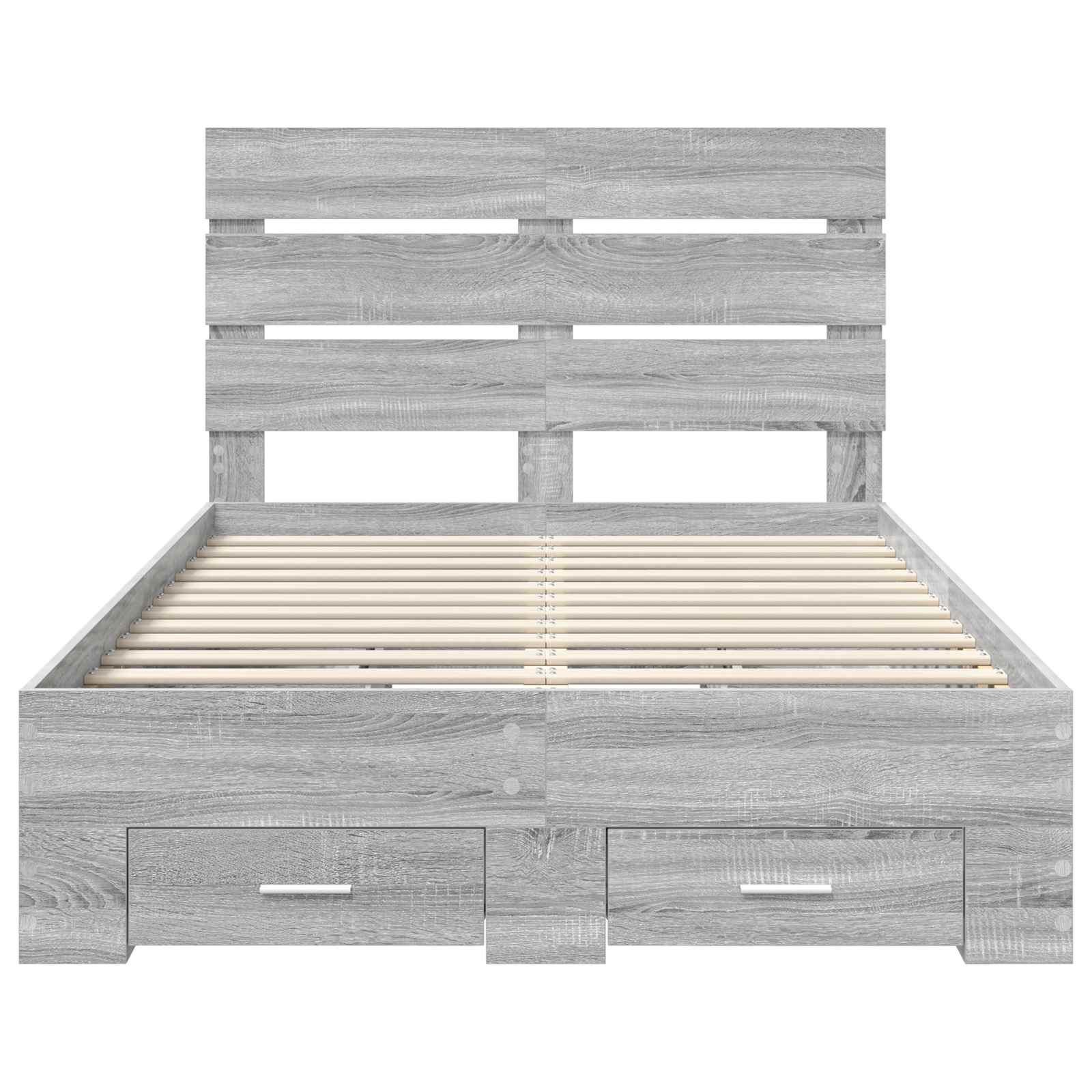 Cadre de lit en panneau de bois gris pour la chambre, 135 × 190 cm - 8