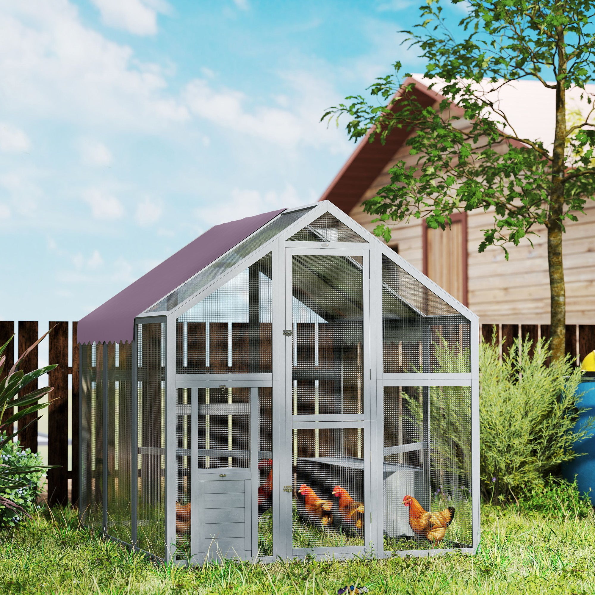 Poulailler avec enclos pour 6-8 poules impermeable 1,7 x 1,8 x 1,8 m ...