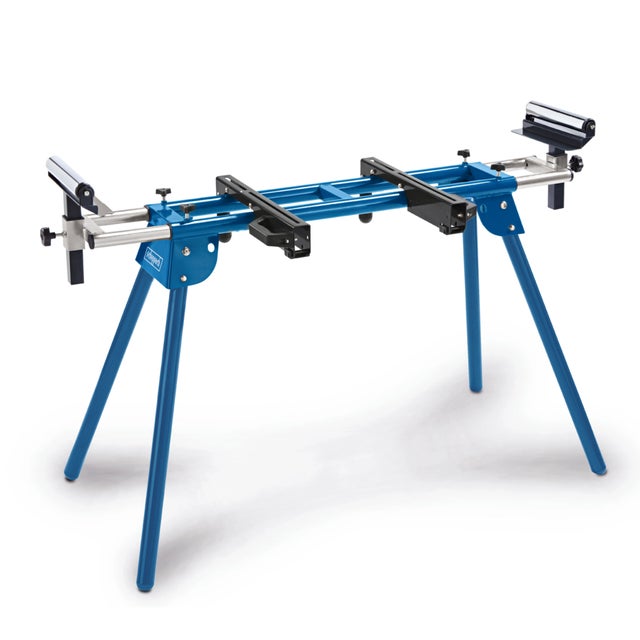 Scheppach Support scies à onglets UMF1600 - charge max 200 kg - extensible 100-165 cm - Support stationnaire - Hauteur max 81 cm
