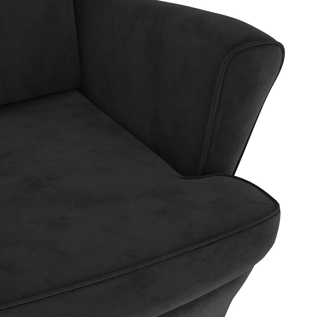 Fauteuil à oreilles avec tabouret en velours noir pour le salon - 7