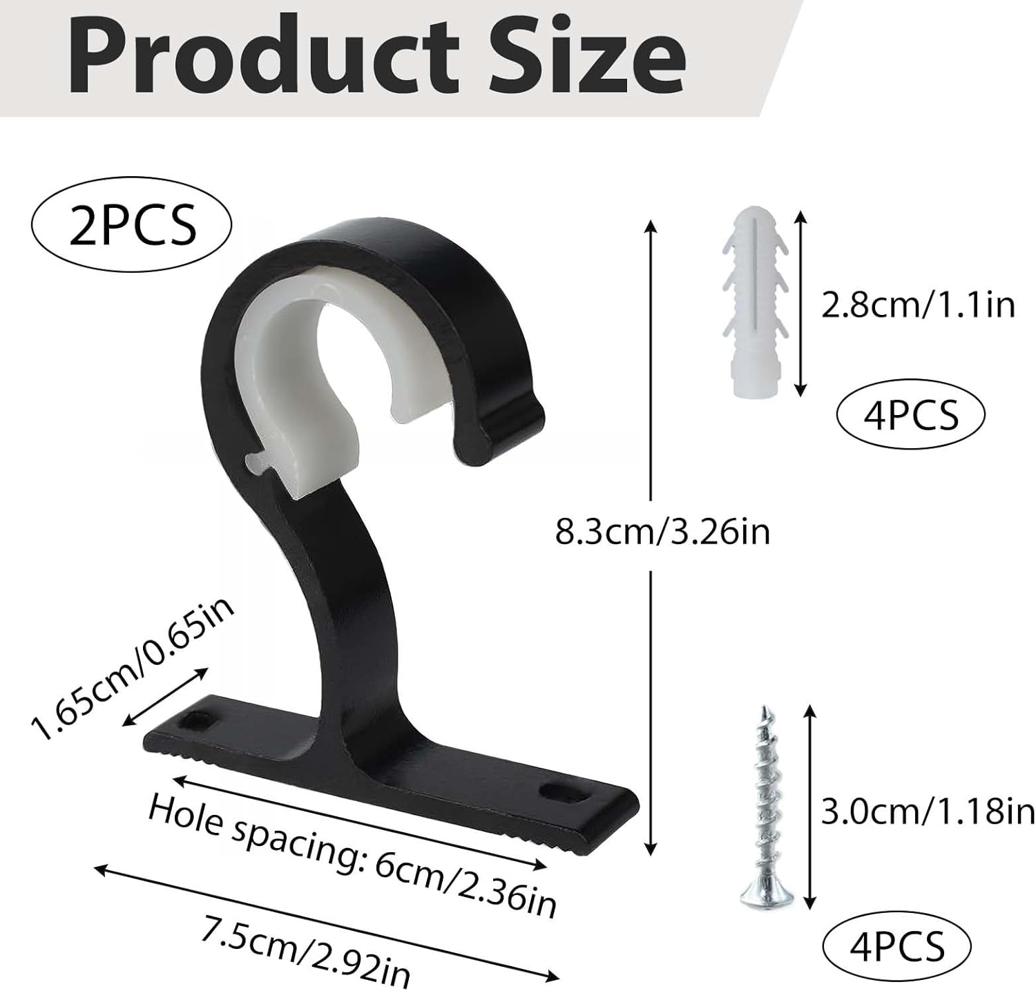 Support Tringle à Rideaux Lot De 2 - Alliage Aluminium 20-28mm - Capacité 30kg - Blanc