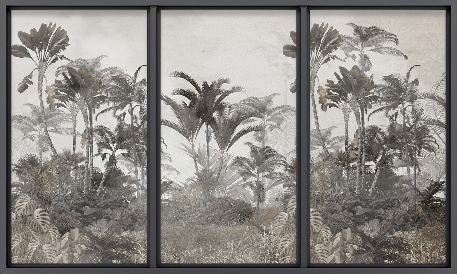 Papier peint panoramique Trompe l'oeil baie vitrée - Jungle - Largeur 325 cm x Hauteur 195 cm - 2