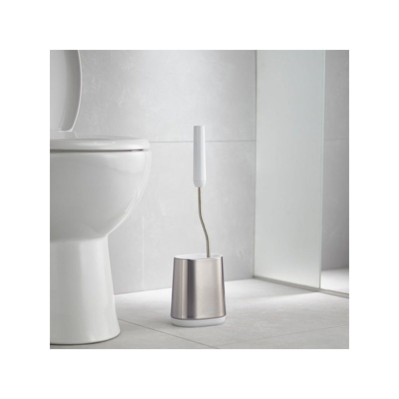 Joseph Joseph Flex™ Lite Steel Brosse de toilette Anti-goutte, support compact, anti-empreintes digitales, en acier inoxydable, Grise (70561) - 2