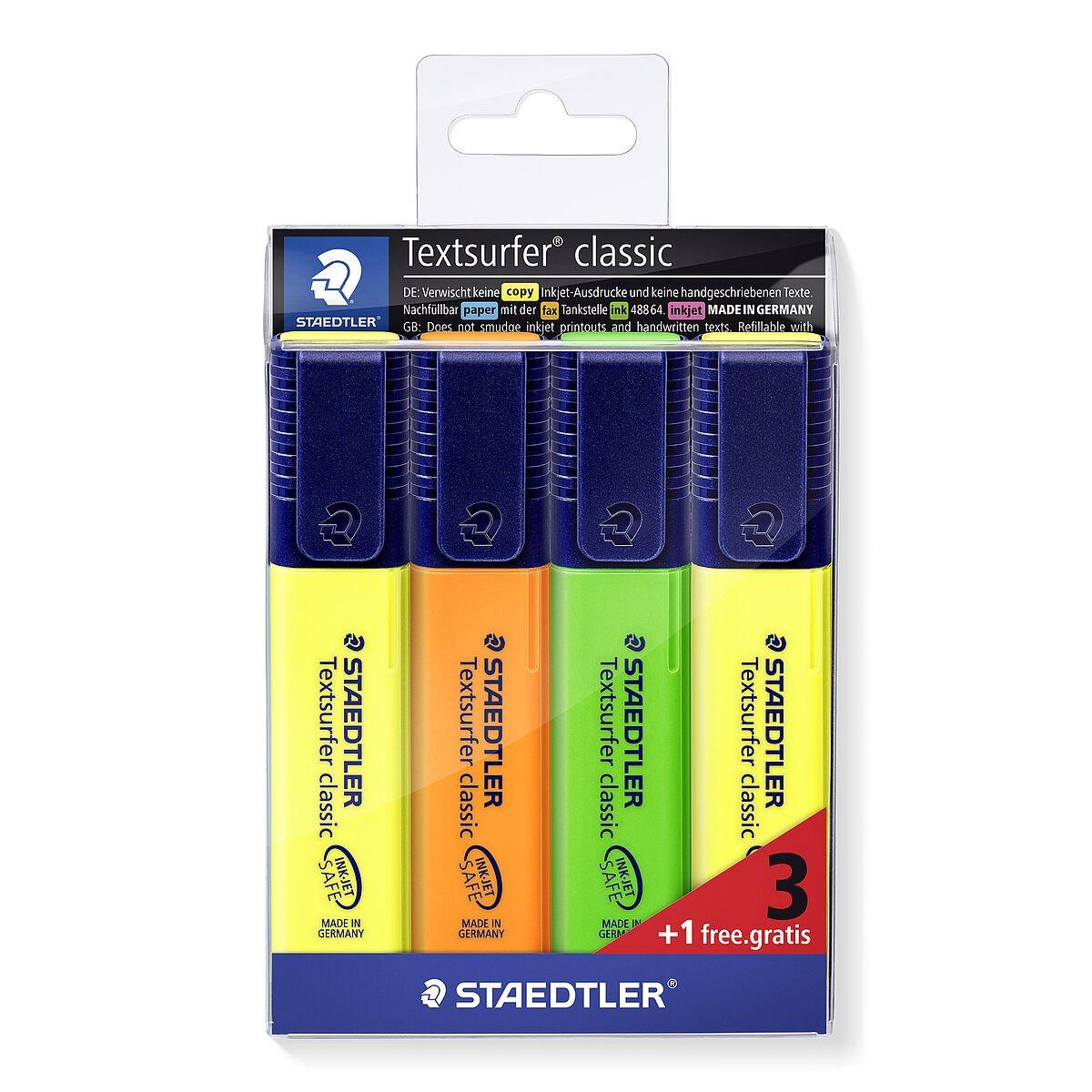 Rotuladores Pack Staedtler Textsurfer Classic 364 Pack De 4 Marcadores Fluorescentes Secado Rapido