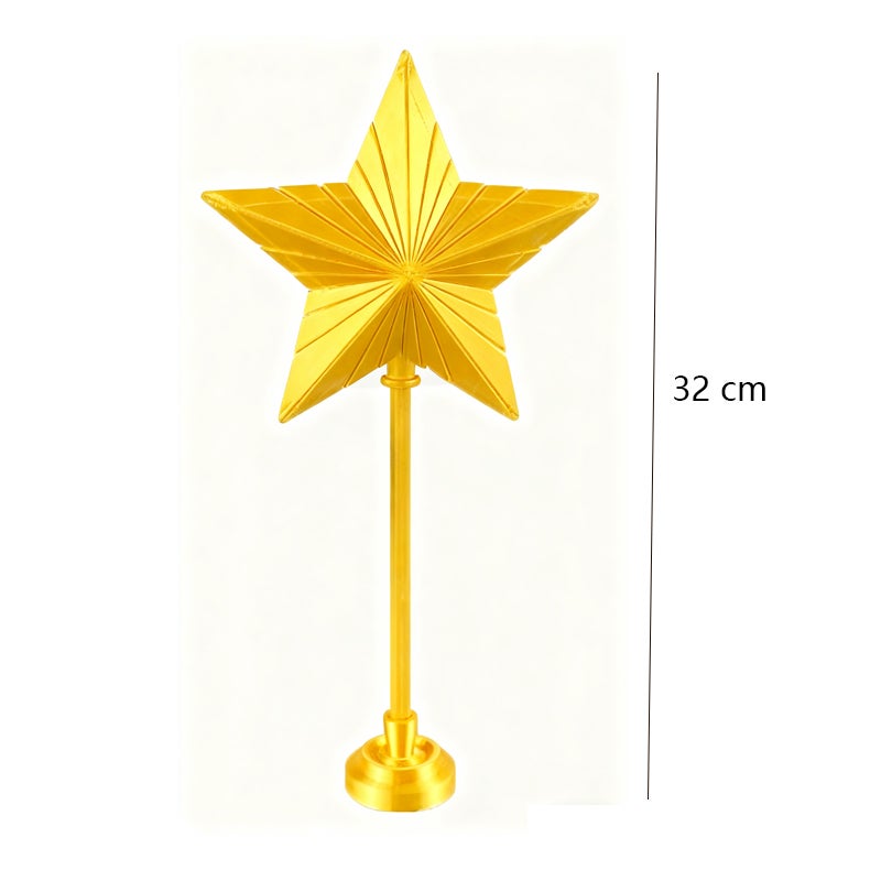 Topo de Árvore de Natal Iluminado Estrela, Topo de Árvore de Natal, Luz Quente, para Festas de Natal e Ano Novo, 32 x 16 x 5,5 cm - Dourado - 2