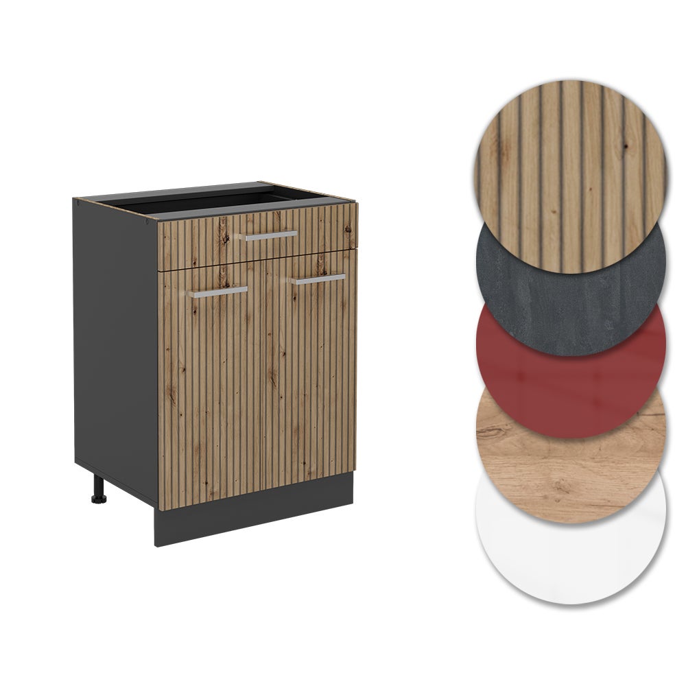 Vicco Meuble cuisine R-Line, Chêne Artisan, 60cm avec tiroir, sans PT - 5