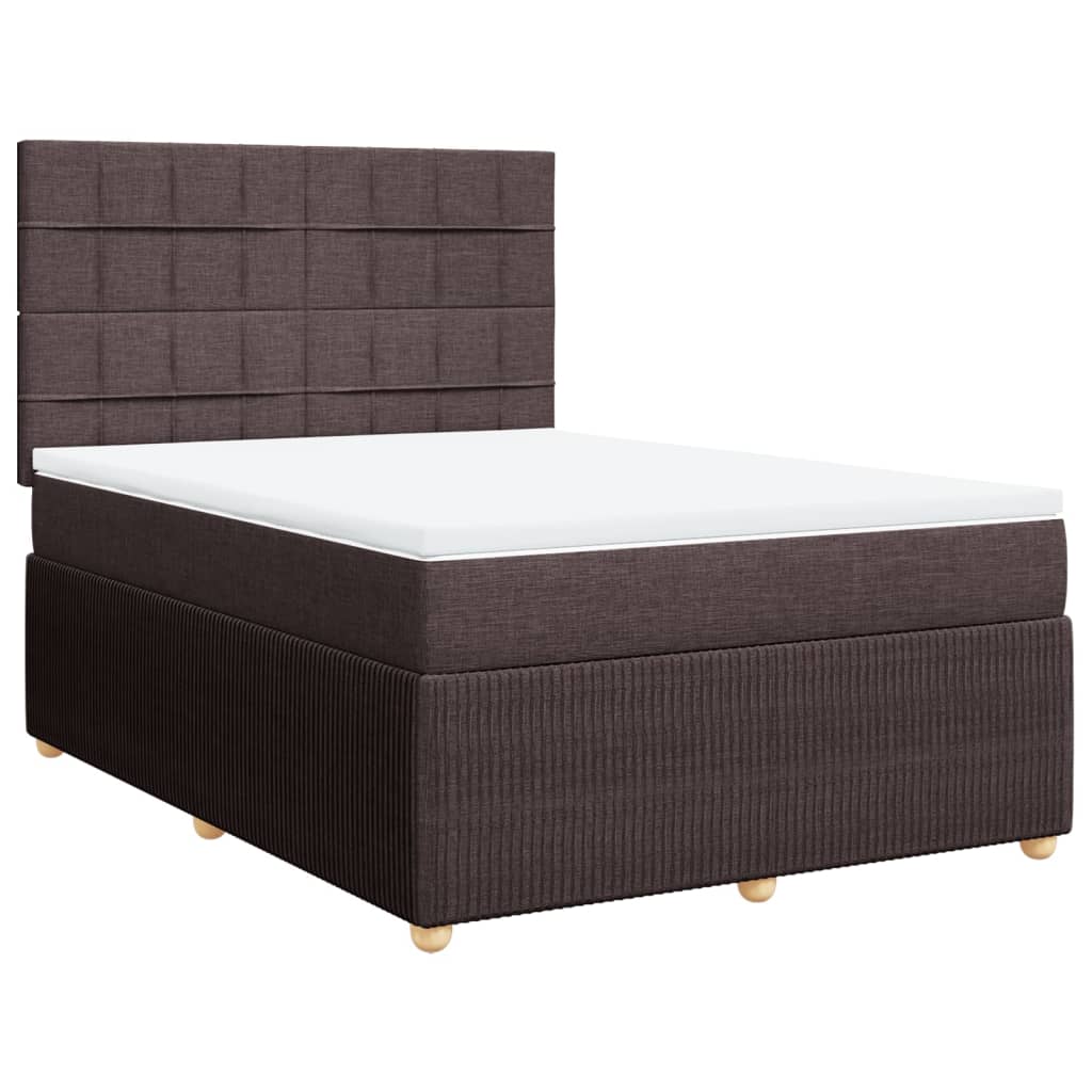 Cama box spring con colchón tela marrón oscuro 140x200 cm | Leroy Merlin