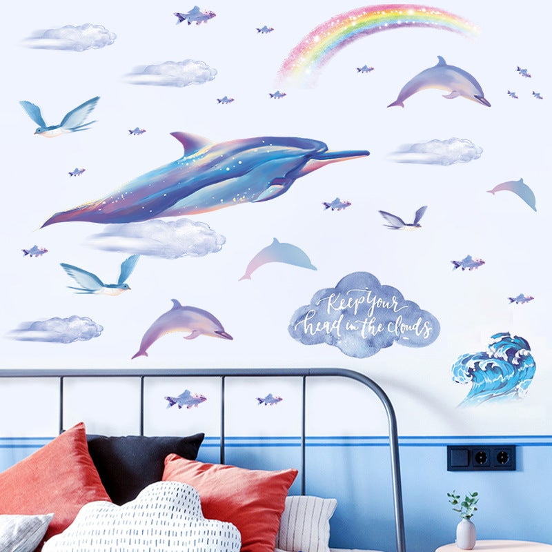 Stickers Muraux Requin Sous la Mer Autocollants Muraux Mural Stickers Marins Poisson pour Chambre Salle de Bain Bébé Pépinière - 5