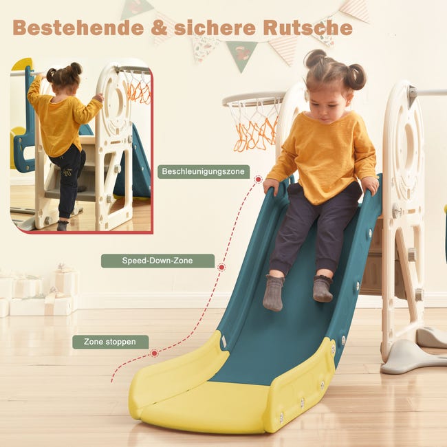 AIYAPLAY Toboggan et balançoire pour Enfants 4 en 1, Aire de Jeux Tout-Petits avec Escalade, Panier de Basket, Toboggan, balançoire, Motif Lapin, pour l' intérieur et l'extérieur, 1,5 à 4 Ans, Rose AIYAPLAY Toboggan et balançoire pour Enfants 4 en 1, Aire de Jeux Tout-Petits avec Escalade, Panier de Basket, Toboggan, balançoire, Motif Lapin, pour l' intérieur et l'extérieur, 1,5 à 4 Ans, Rose