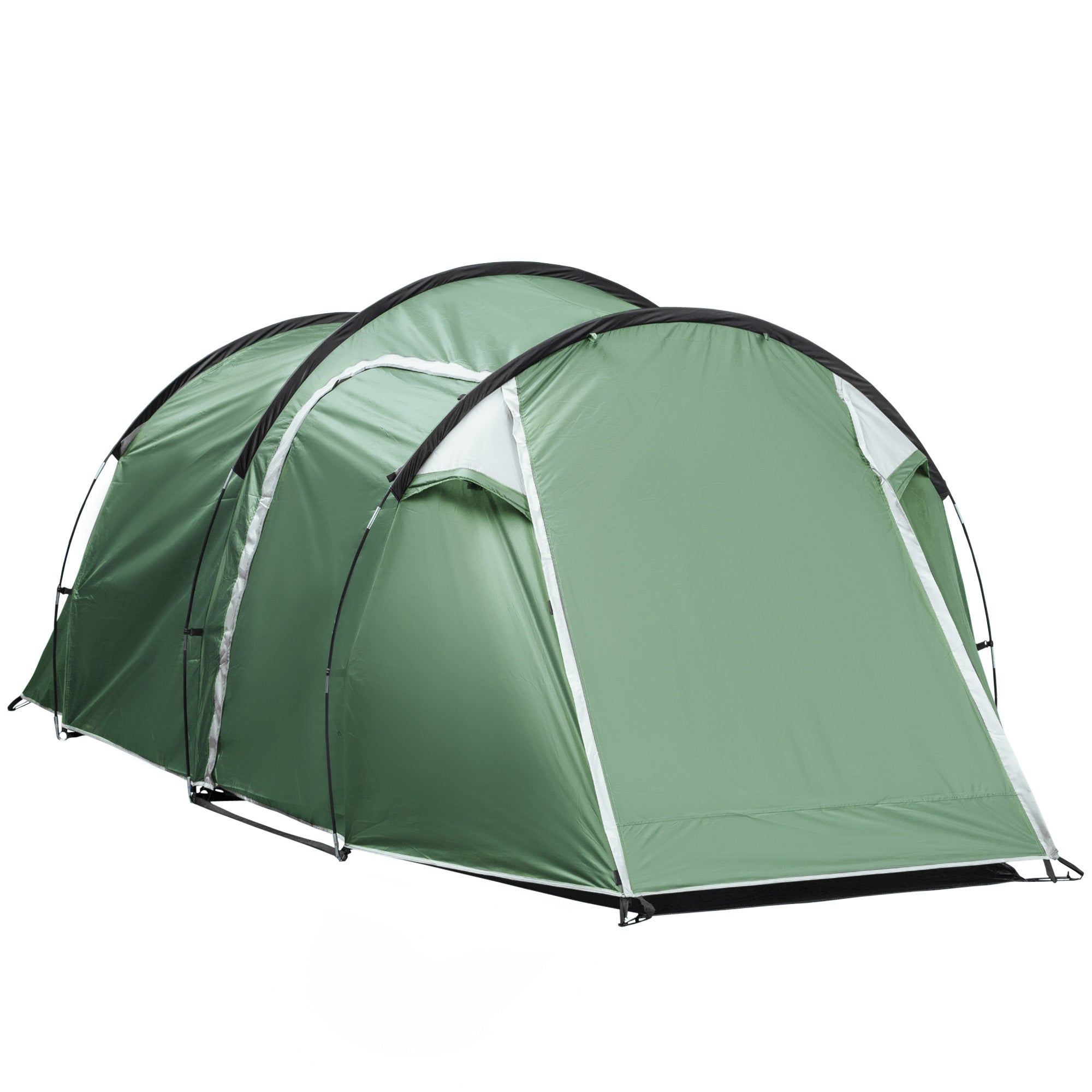 Namiot tunelowy dla 2-3 osób, wodoodporny namiot kempingowy 190T z tyczkami z włókna szklanego, markizą i 2 drzwiami - 206×164×426 cm