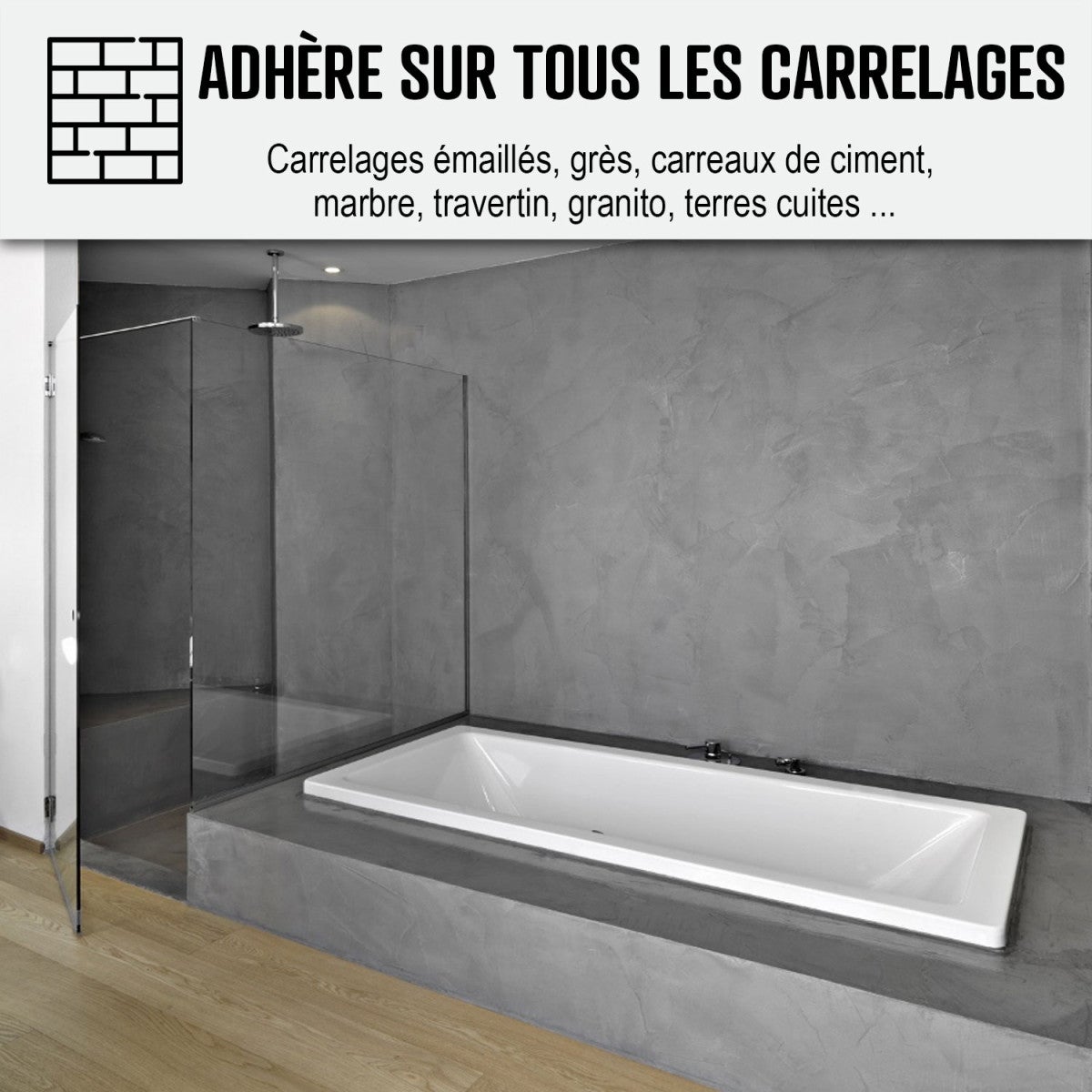 BETON CIRE CARRELAGE POUR SOLS ET MURS - KIT BETON CIRE SUR CARRELAGE - 10 m² (en 2 couches) Crème Ivoire - ARCANE INDUSTRIES - 5