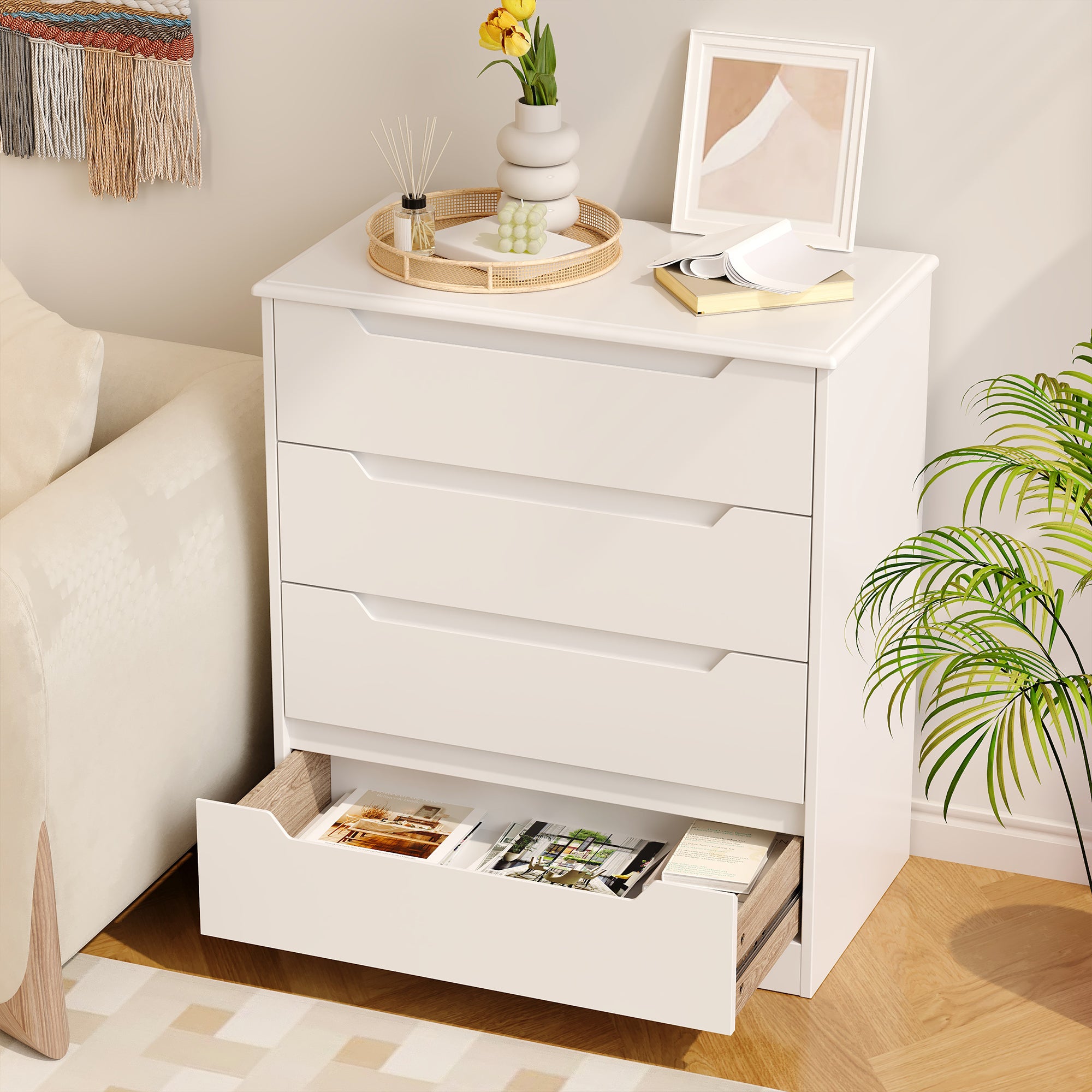 Commode 4 Tiroirs Chiffonnier Blanc 72 x 41 x 82 cm Bealife - 8