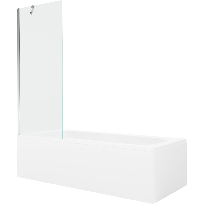 Mexen Vega wanna prostokątna 180 x 80 cm z obudową i parawanem 1-skrzydłowym 70 cm, transparent, chrom - 550118080X9507000001