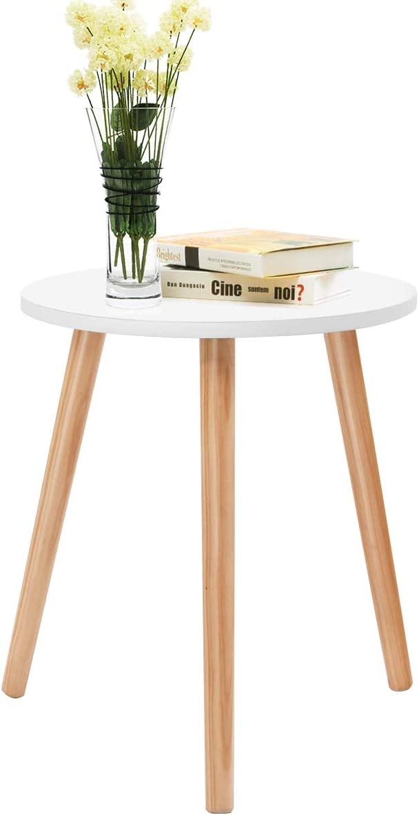 Stolik kawowy, stolik pomocniczy, stół kuchenny, stolik nocny, drewno, biały, do salonu, sypialni i na balkon, 40 x 40 x 48 cm