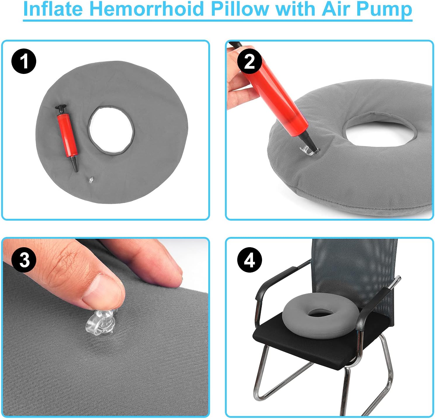 Travesseiro de espuma viscoelástica - Travesseiro tipo donut para alívio de hemorroidas - 4