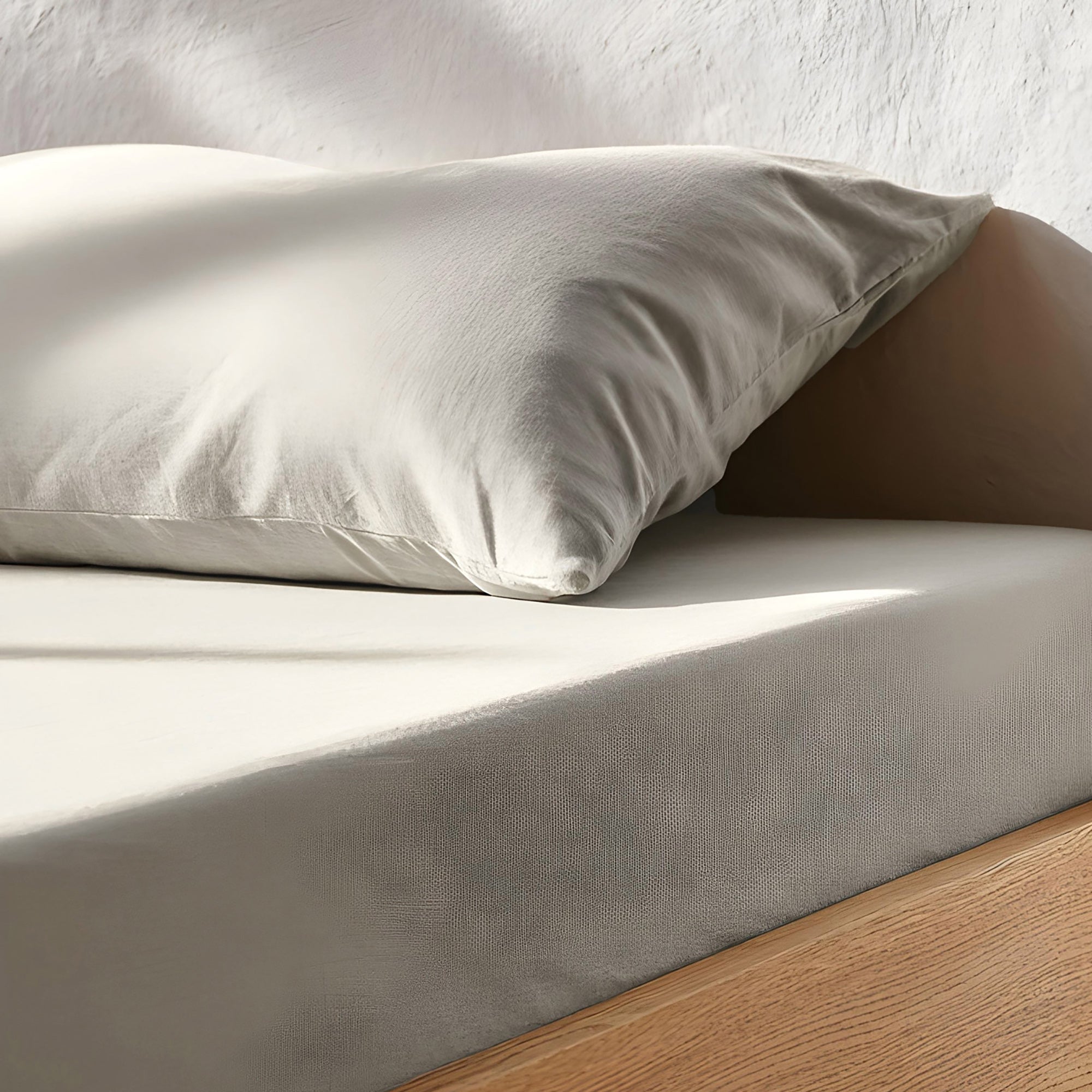 Drap-housse 90x200x30 cm 100% coton respirant réglable coloris Gris Clair - 4