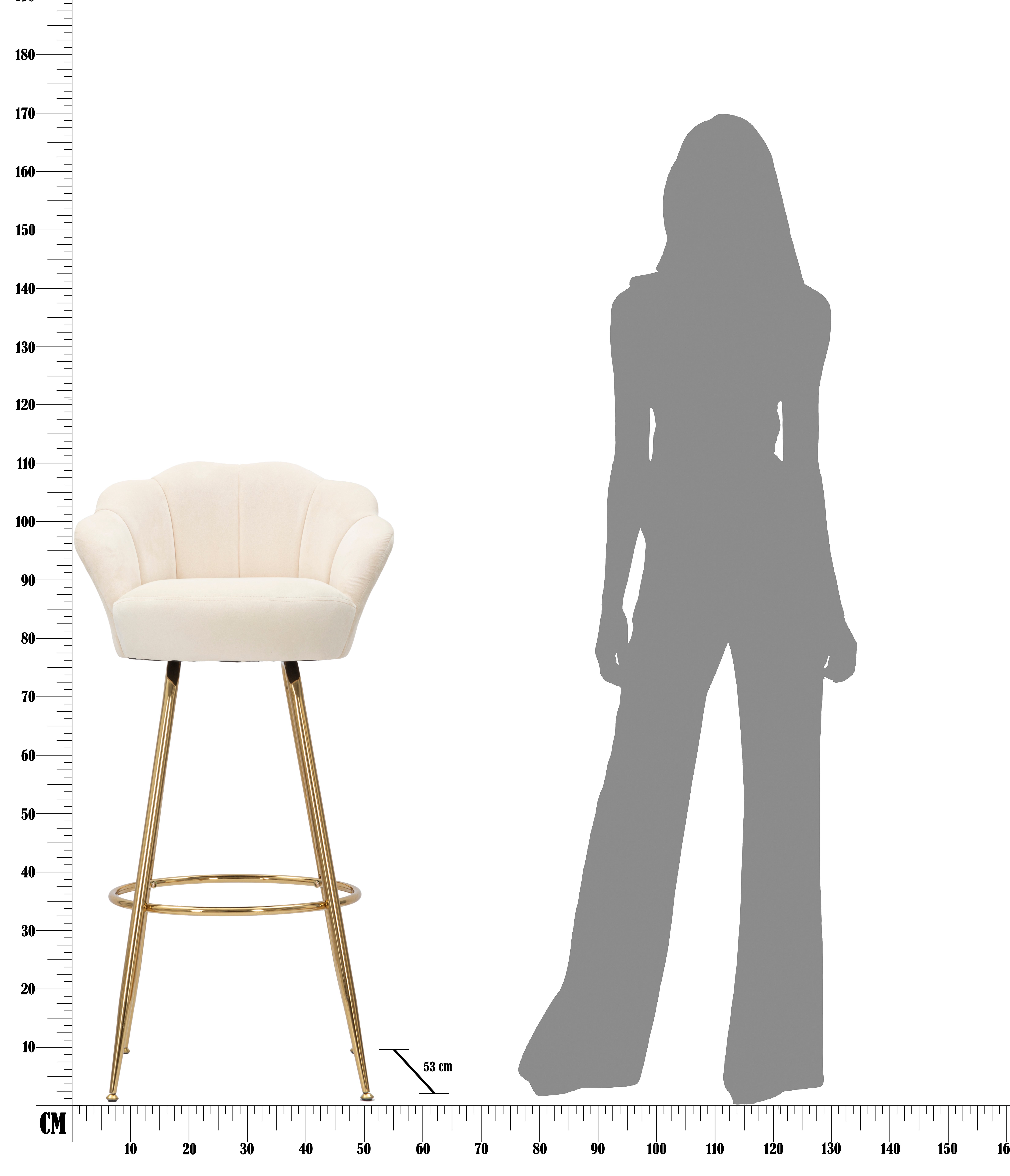 Taburete de bar cocina con respaldo floral patas doradas h90cm Vienna - 9