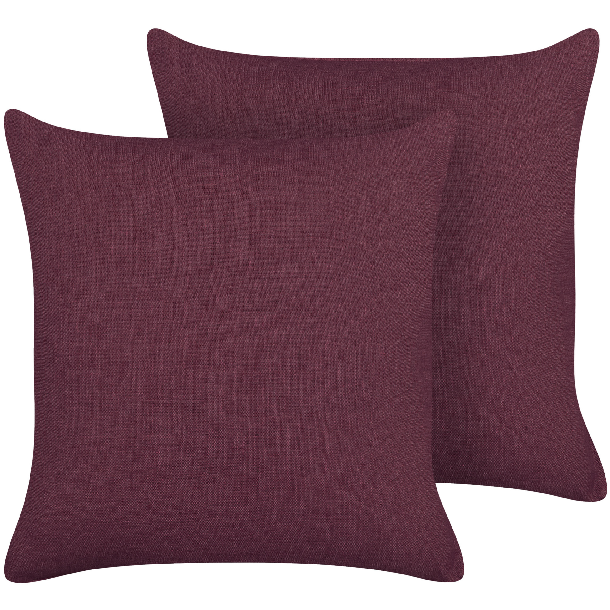 Beliani conjunto de 2 cojines decorativos sagina lino 45 x 45 cm púrpura liso