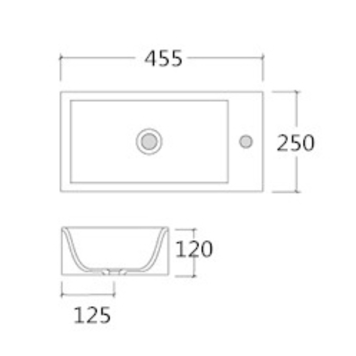 BERNSTEIN - Lave-mains en céramique sanitaire KW302 - 45,5x25x12cm - blanc brillant Avec cache chrome, Rangement gauche - 3