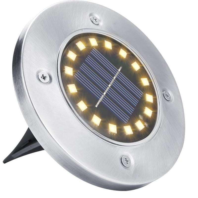 Lampa solarna zewnętrzna, 16 reflektorów LED, lampa ogrodowa solarna, wodoodporna, IP65, dekoracyjna lampa trawnikowa, do ścieżki, ogrodu, biała