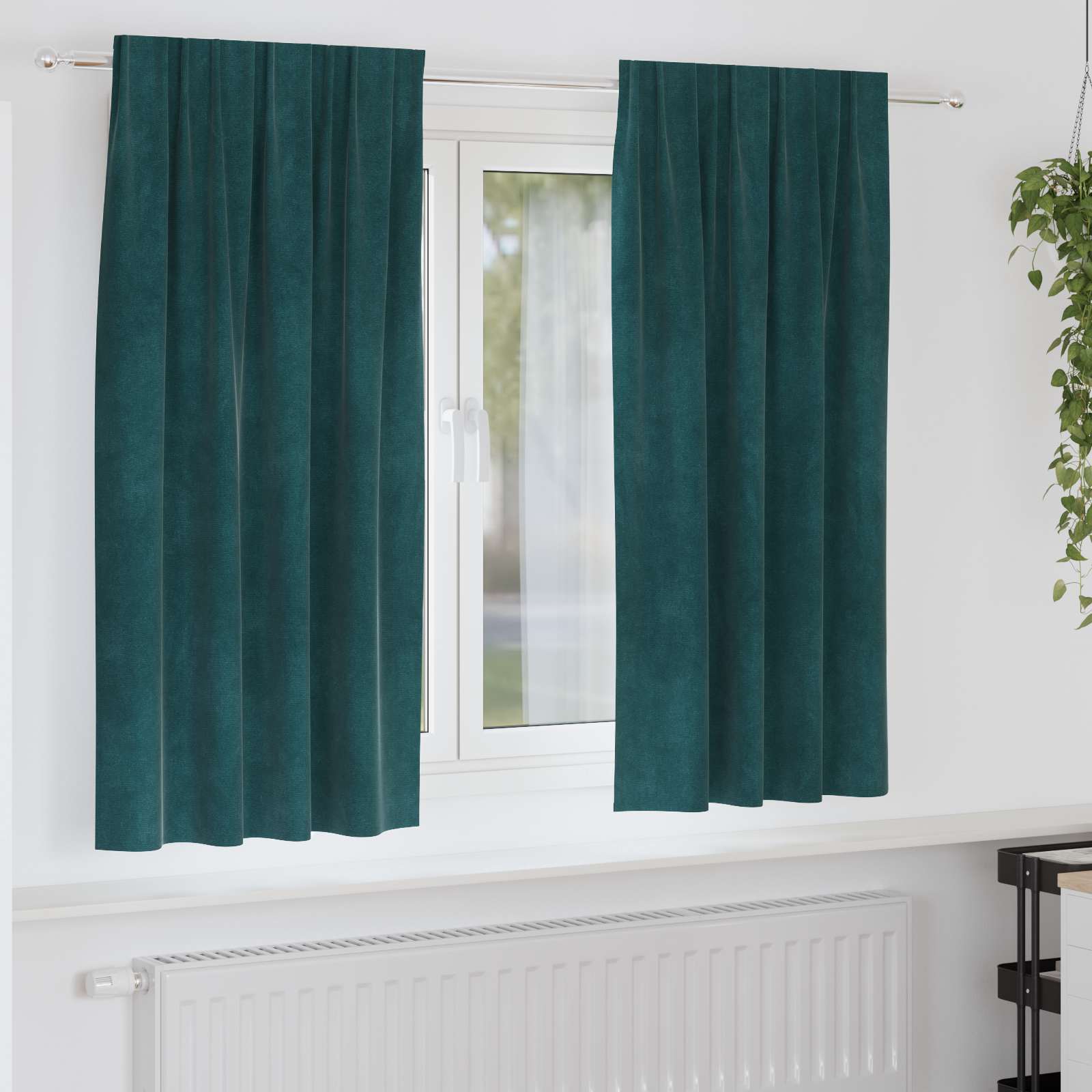 Zasłony zaciemniające 2 pcs Ciemna zieleń 140 x 175 cm Aksamit vidaXL