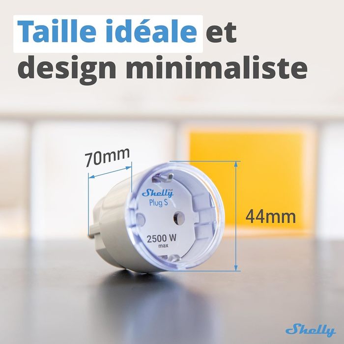 Shelly Plus Plug S - Blanc - Prise connectée Wi-Fi programmable 12A - 2500 W - Horaires & Minuteur - Compteur de conso - Blanc - 2