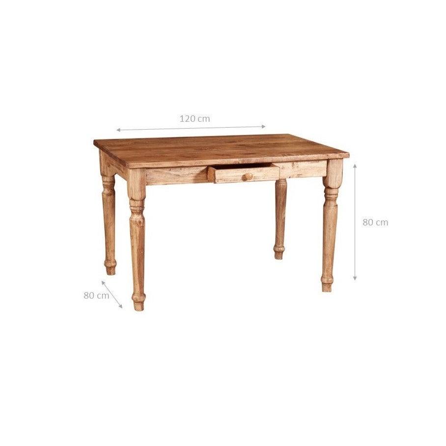 BISCOTTINI Table bureau Country 120x80 cm Made in Italy - Table avec tiroir bois massif - Table de cuisine rectangulaire - 2