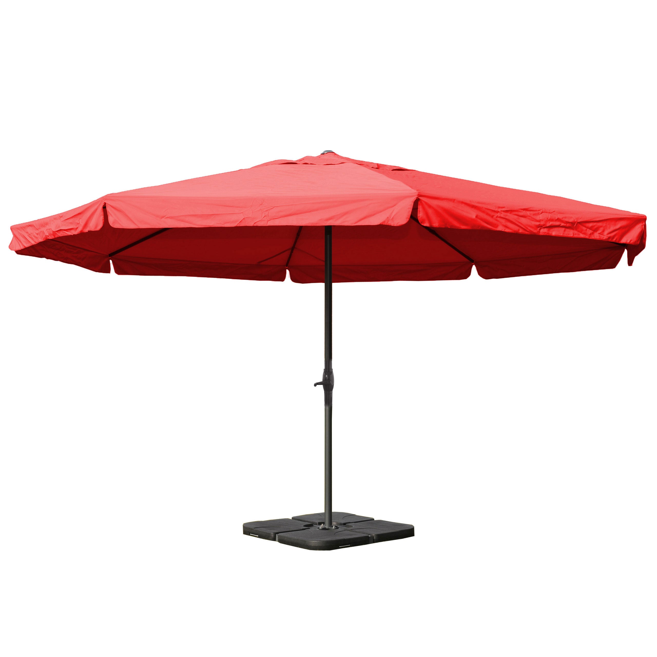 Parasol Meran Pro, parasol gastronomiczny z falbaną Ø 5m poliester/aluminium 28kg ~ bordowy ze stojakiem