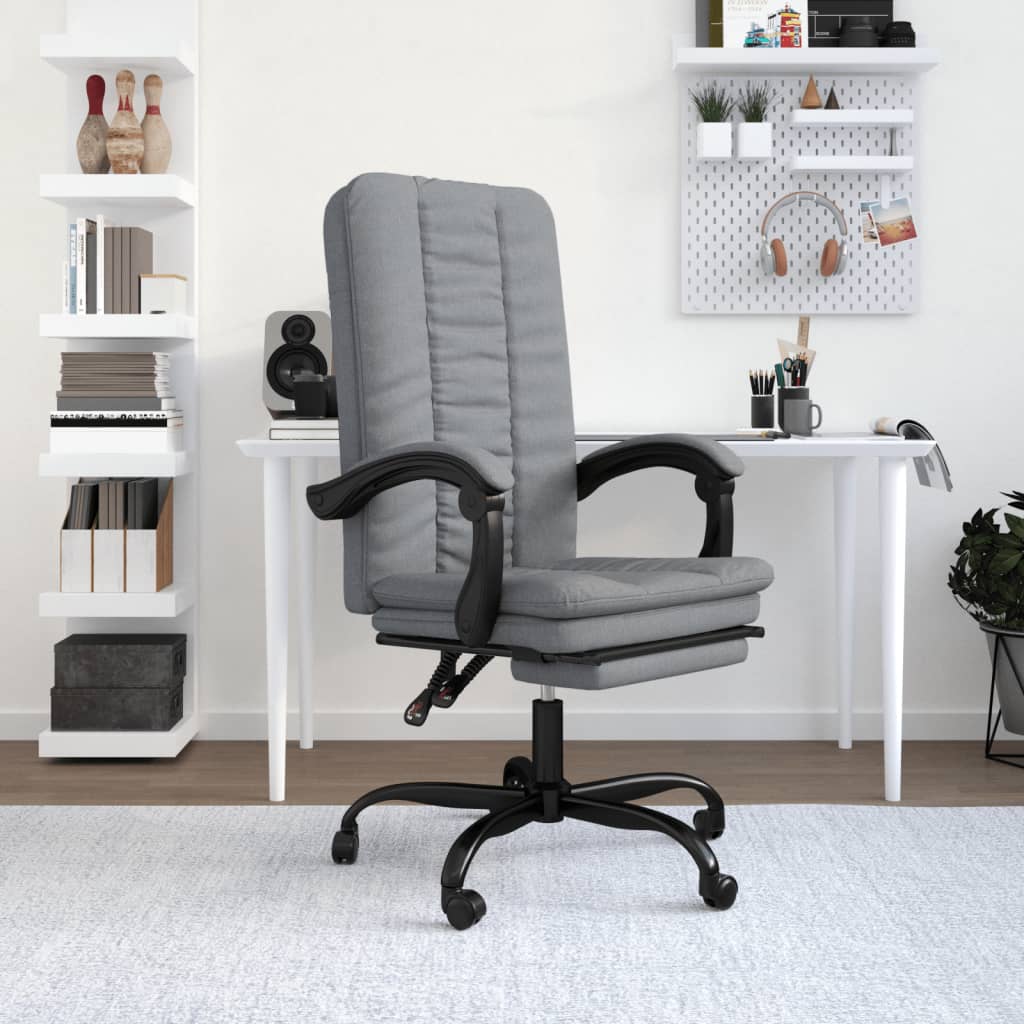 Vidaxl  Silla De Oficina Reclinable De Tela Gris/Claro , Leroy Merlin