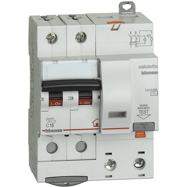 BTicino GC8230AC16 Interruttore Magnetotermico Differenziale BTDIN-RS 2P Tipo AC 16A
