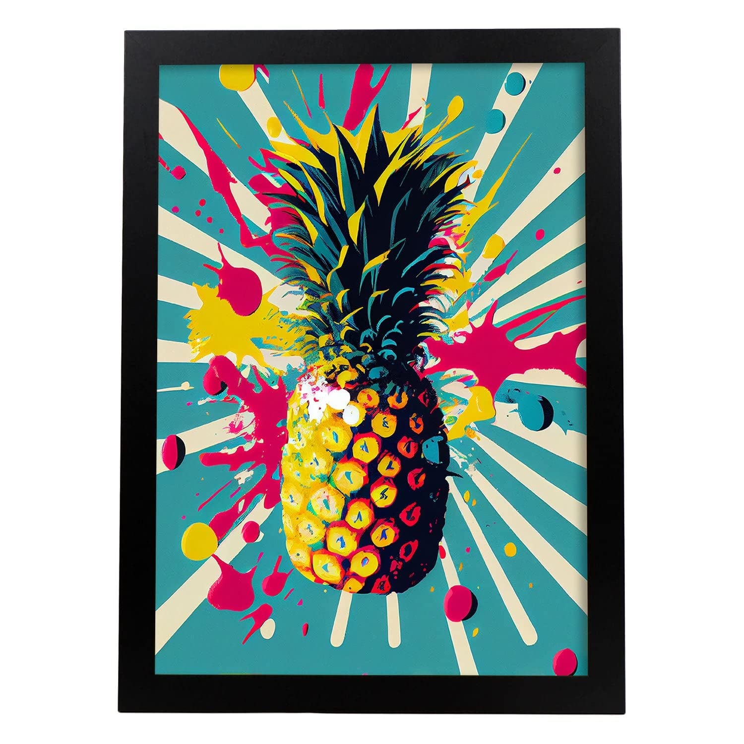 Nacnic poster de piña a todo color ilustraciones de frutas verduras y comida sana en estilo arte urbano diseño moderno y model 1 a3 con marco negro