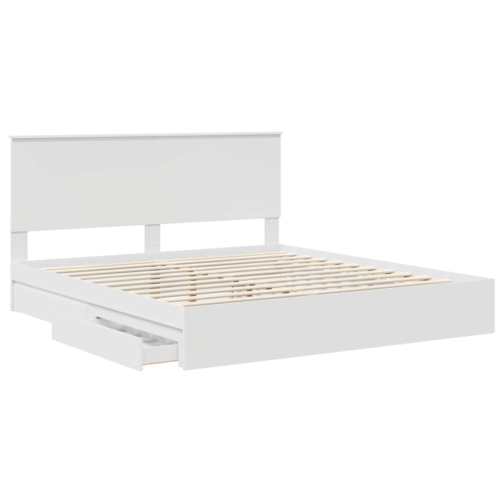 Lit avec rangement, blanc, en panneau de bois, pour la chambre, 180 × 200 cm - 5