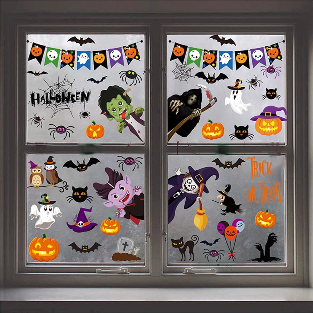9 Feuilles D'autocollants Halloween Pour Fenêtres - DareSpace, Réutilisables