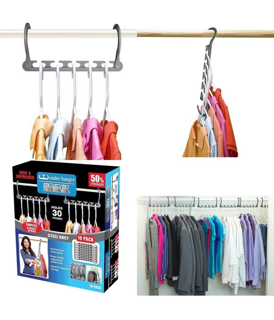 Portacinture HANGERWORLD - Organizzatore Salvaspazio Per Armadio, 3 Anelli In Metallo Cromato - Foto 14