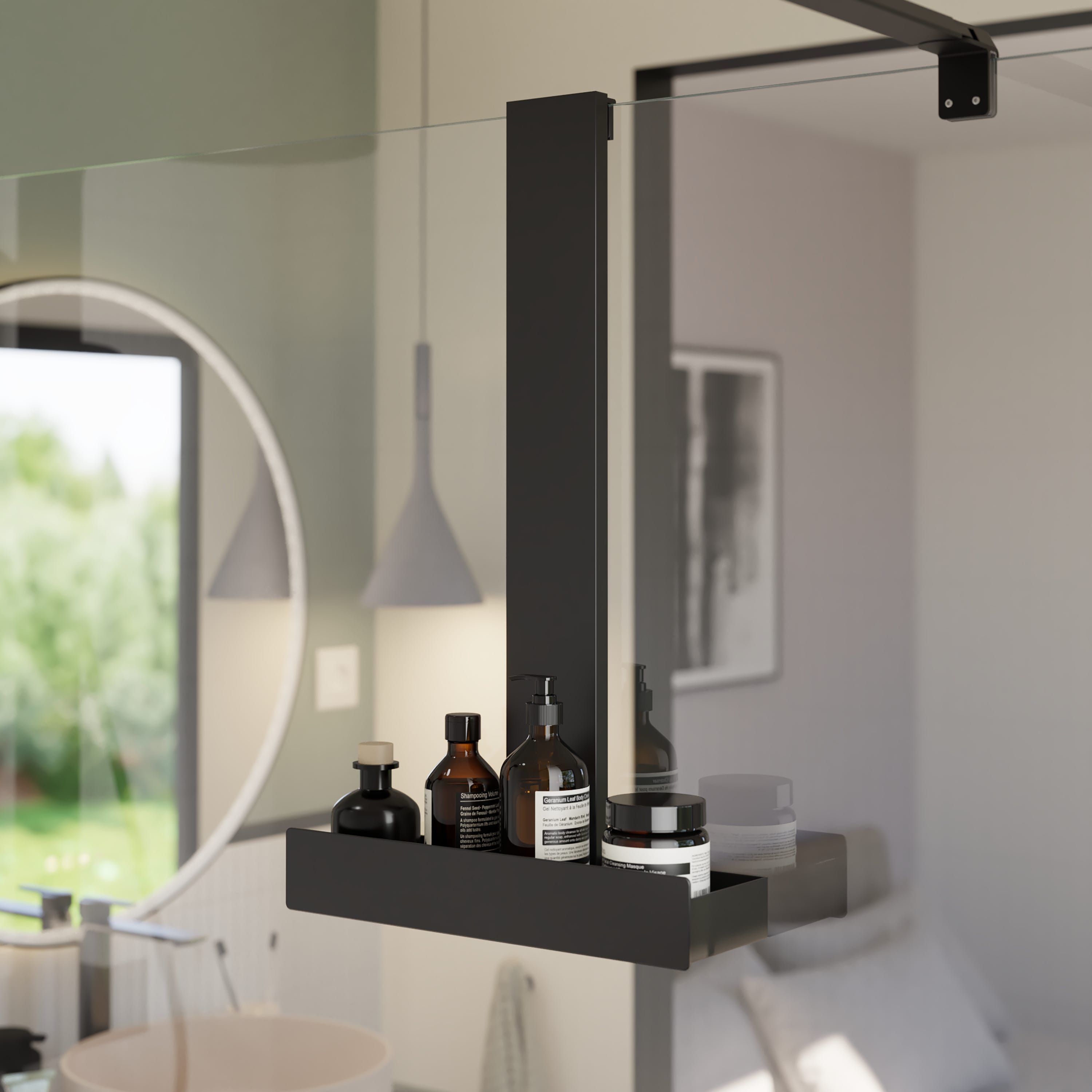 Conjunto de duche SENSEA - Coluna de duche com torneira termostática e prateleira suspensa para duche - Preto - Studio / Neo - 5