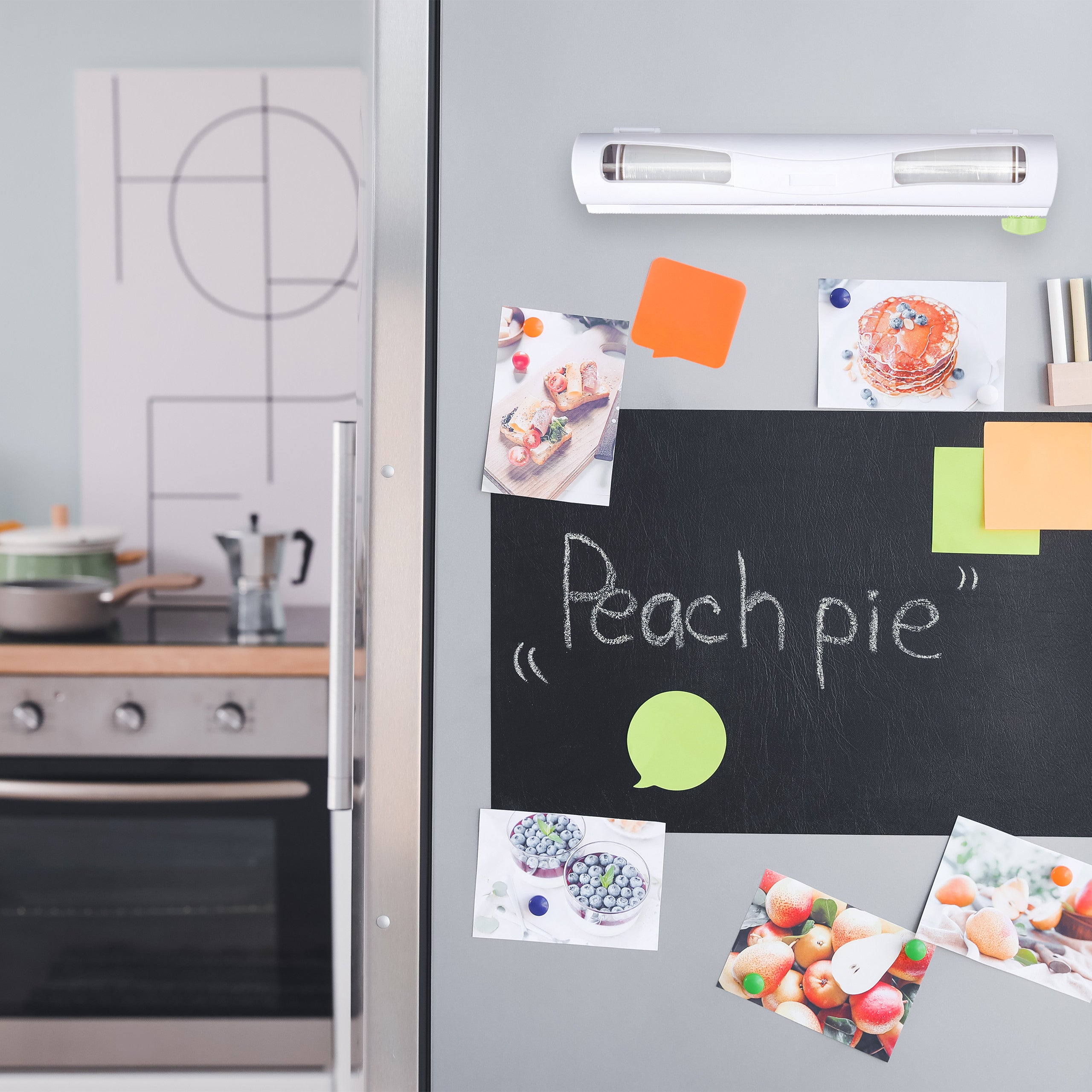 Set 2 Taglia Pellicola da Cucina, Dispenser Porta Rotoli Plastica & Alluminio, Taglierina 5x37x8 cm, Bianco, Relaxdays - 3