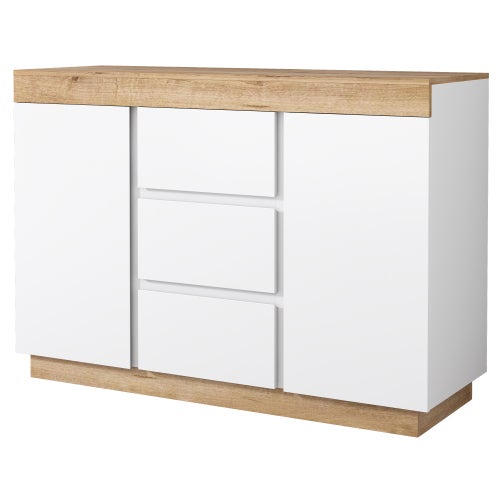 Commode avec 3 tiroirs et 2 portes, espace de rangement, pour chambre à coucher et salon - COMFORTXL