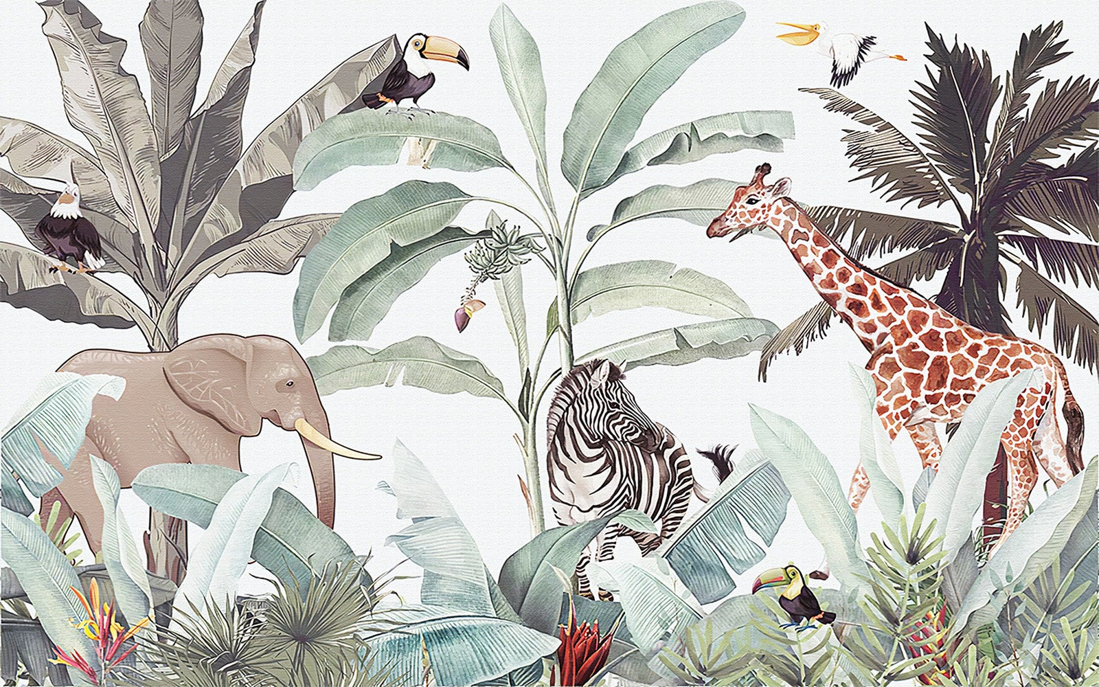 YATSUNI - Papier peint panoramique - Animaux de la jungle main image 1