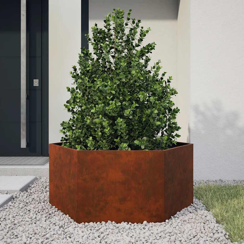 Jardinière, Bac à fleurs, Pot de fleurs avec pieds Rouillé 32x30x33 cm acier corten Couleur évolue n1793l - 2