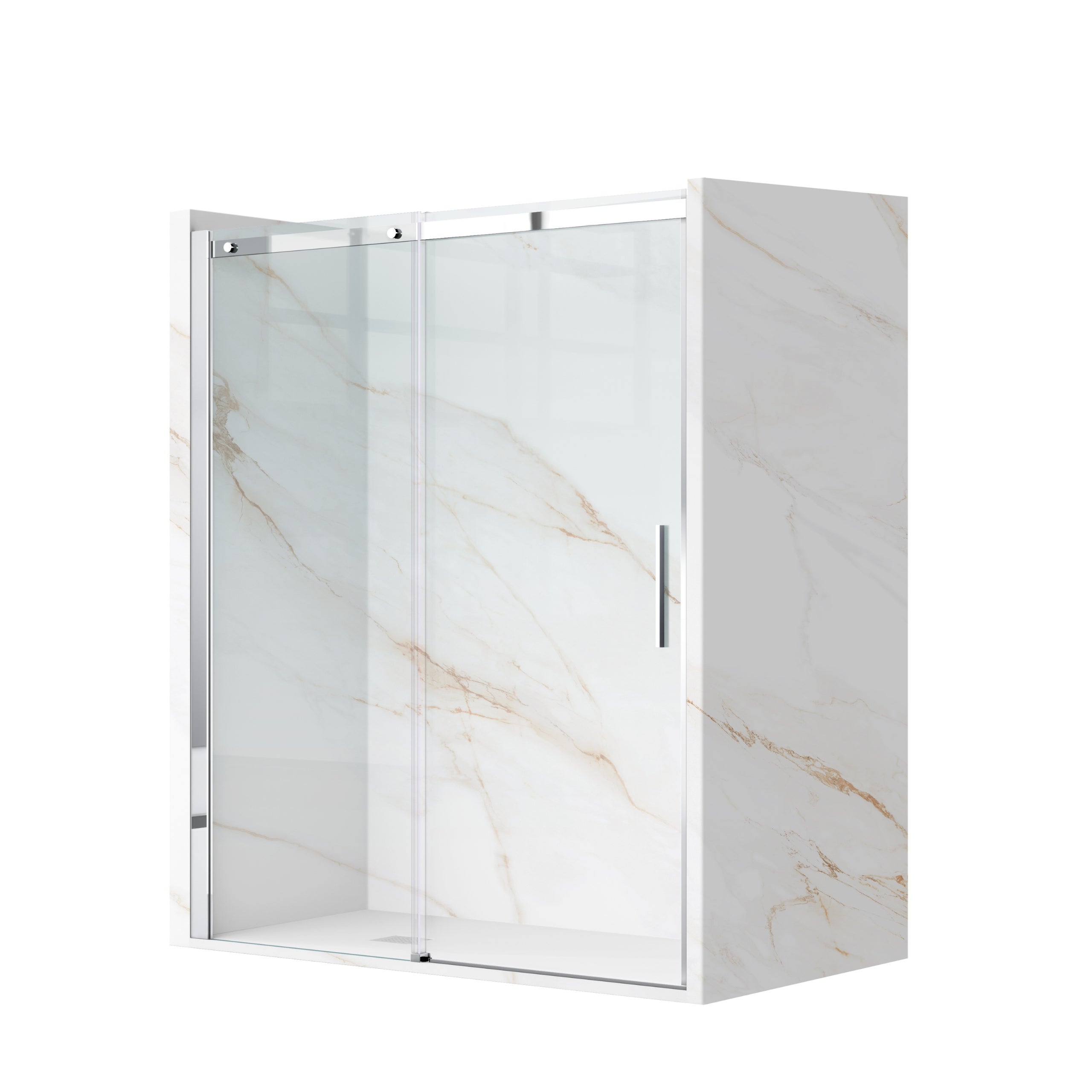 BALNEO Drzwi prysznicowe rozsuwane Porta - transparentna chrom 110x195 cm szkło hartowane 6 mm Aluminium Hydrofobowa powłoka Easy Clean