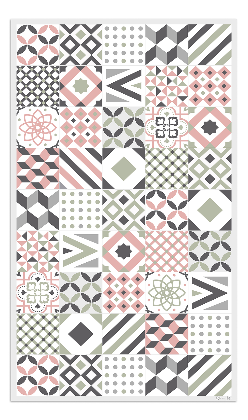 Alfombra de vinilo hidráulica 18 rosa 65x200 cm pvc cocina salón comedor