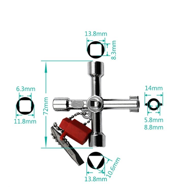 IOOMVOL Clé Universelle Armoire Electrique Clé Triangle Clé Carré pour Train Armoire électrique Ascenseur Outil à Main Multifonctionnel - 2