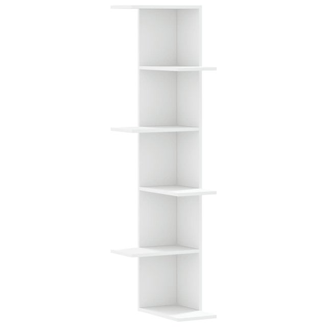 Scaffale Angolare in Legno Bianco per Bagno - 3 Strati Divisori
