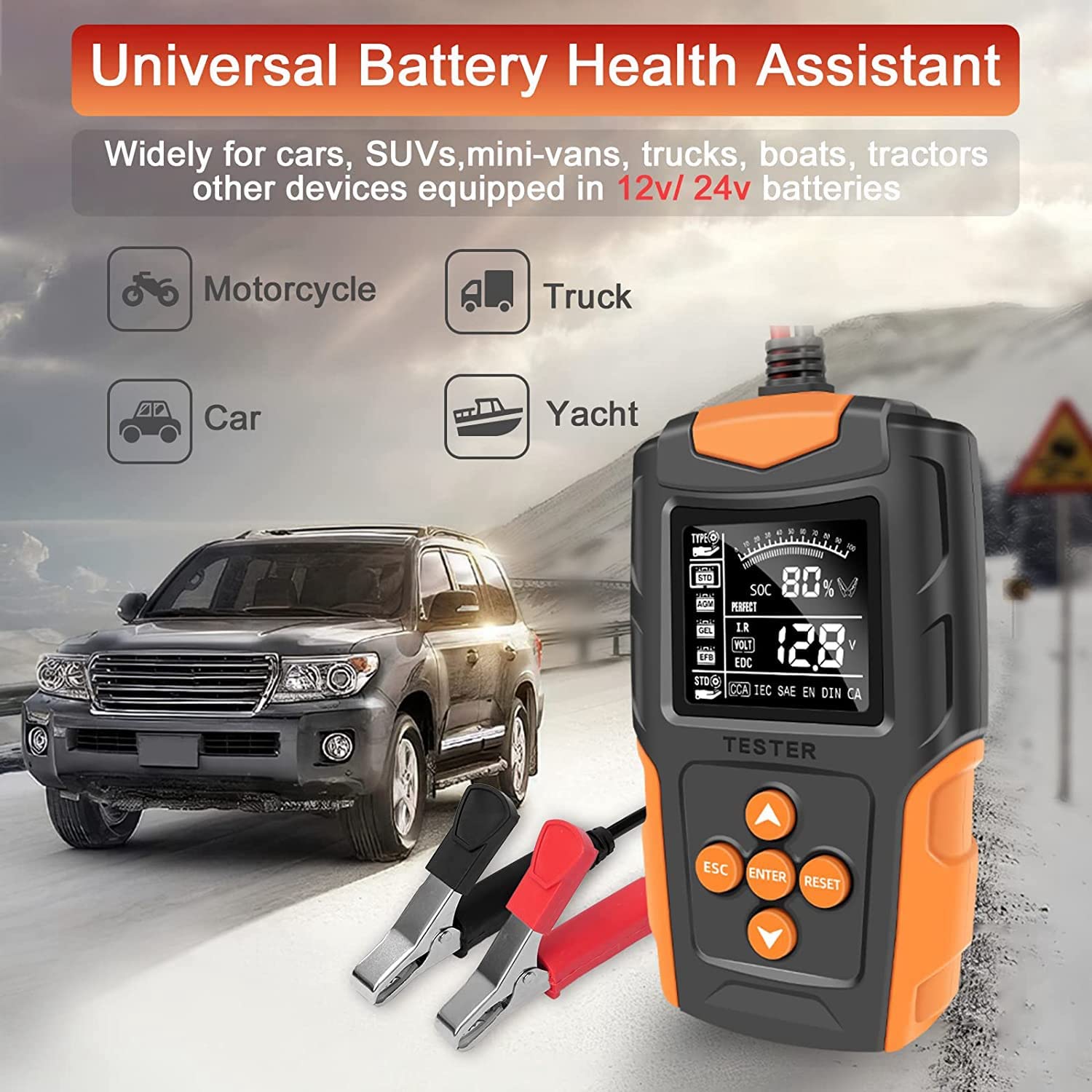 Testeur de batterie de voiture 12 V 24 V, analyseur numérique de batterie automobile, outil de diagnostic précis - 3