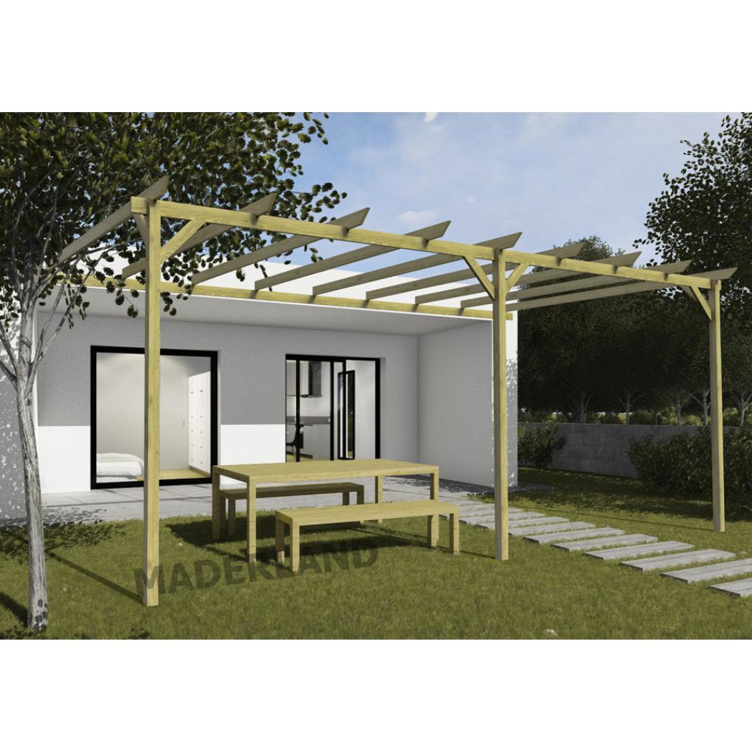 Pérgola adosada de madera maciza Zamora Maderland | Leroy Merlin